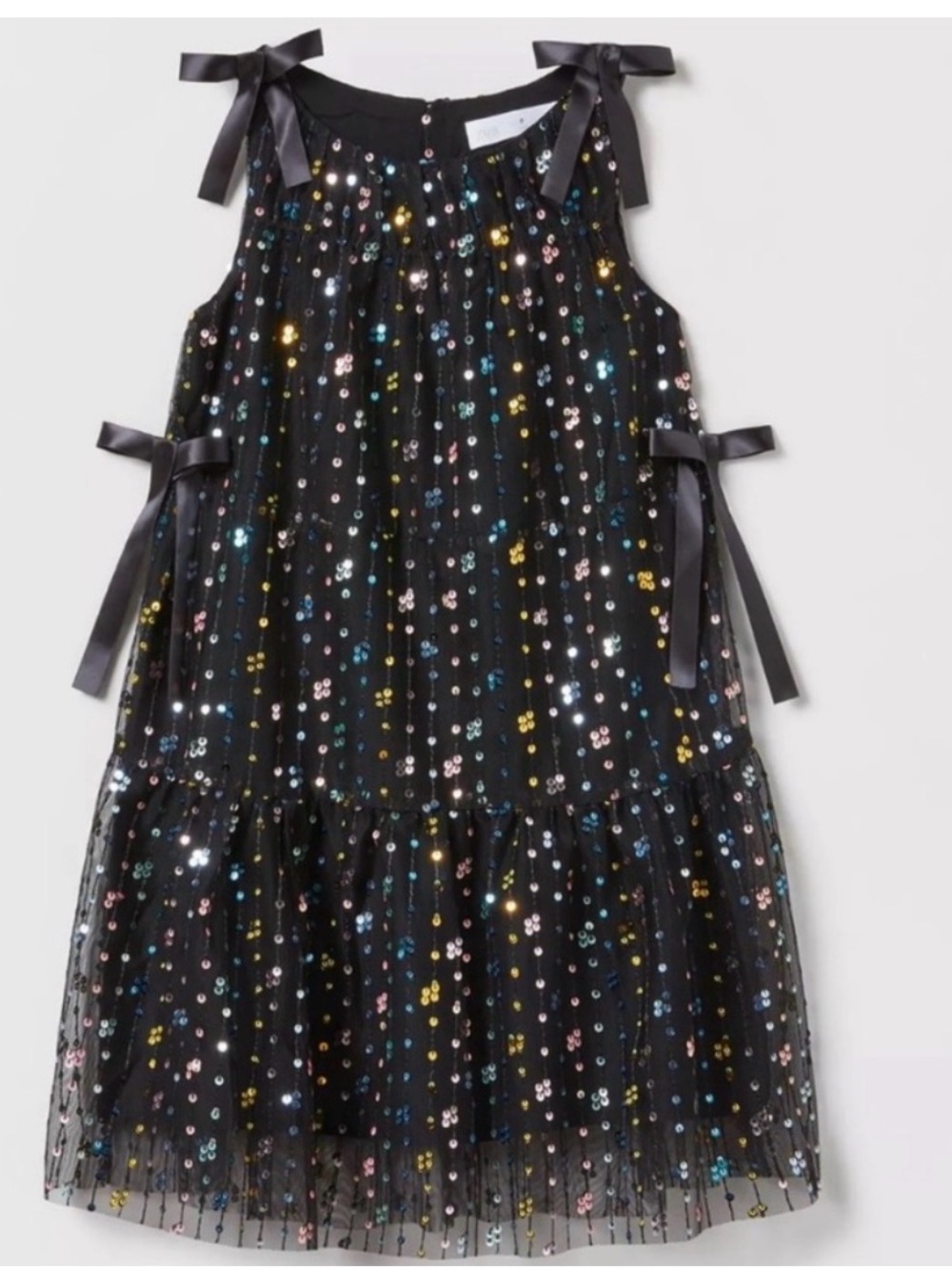Zara Black Sequin Party Dress with Multicolor Accents